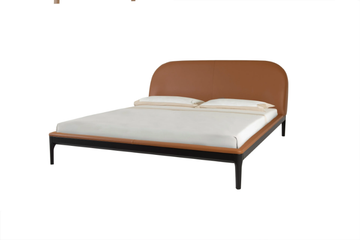 BERNINI - Leather double bed with upholstered headboard by Tonin Casa - view 3